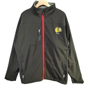 NHL Chicago Blackhawks Jacket Men XL Black Full Zip Softshell Hockey Performance